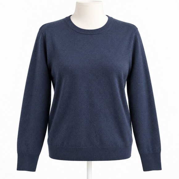 Quince Sweaters - Quince 100% Mongolian Cashmere Crewneck Sweater Size L Navy Blue Quiet Luxury